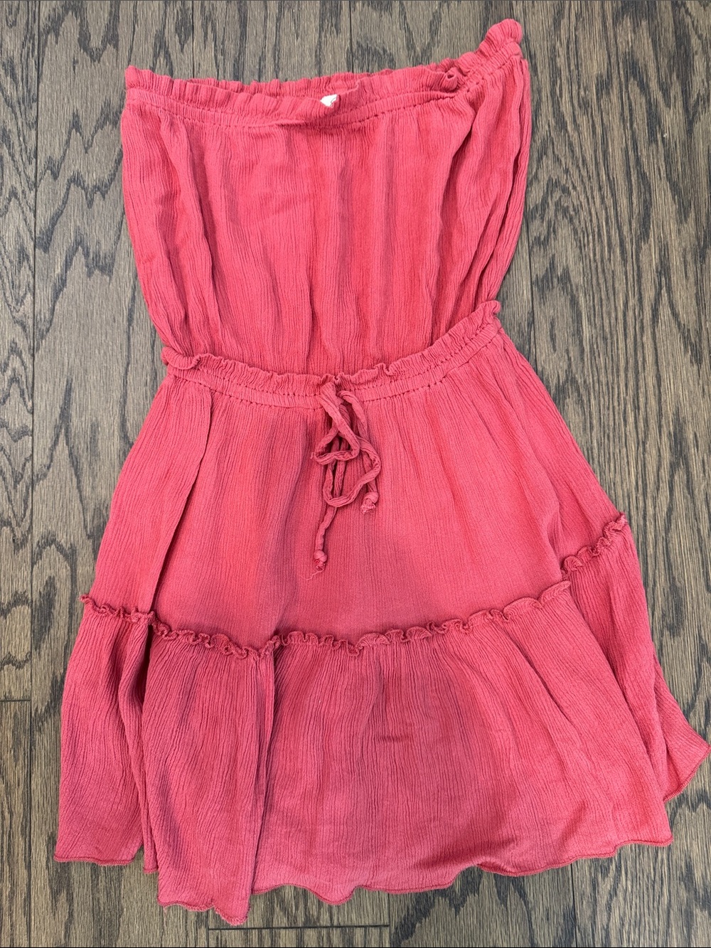 Elan Coral Pink Crinkled Strapless Dress size XS
